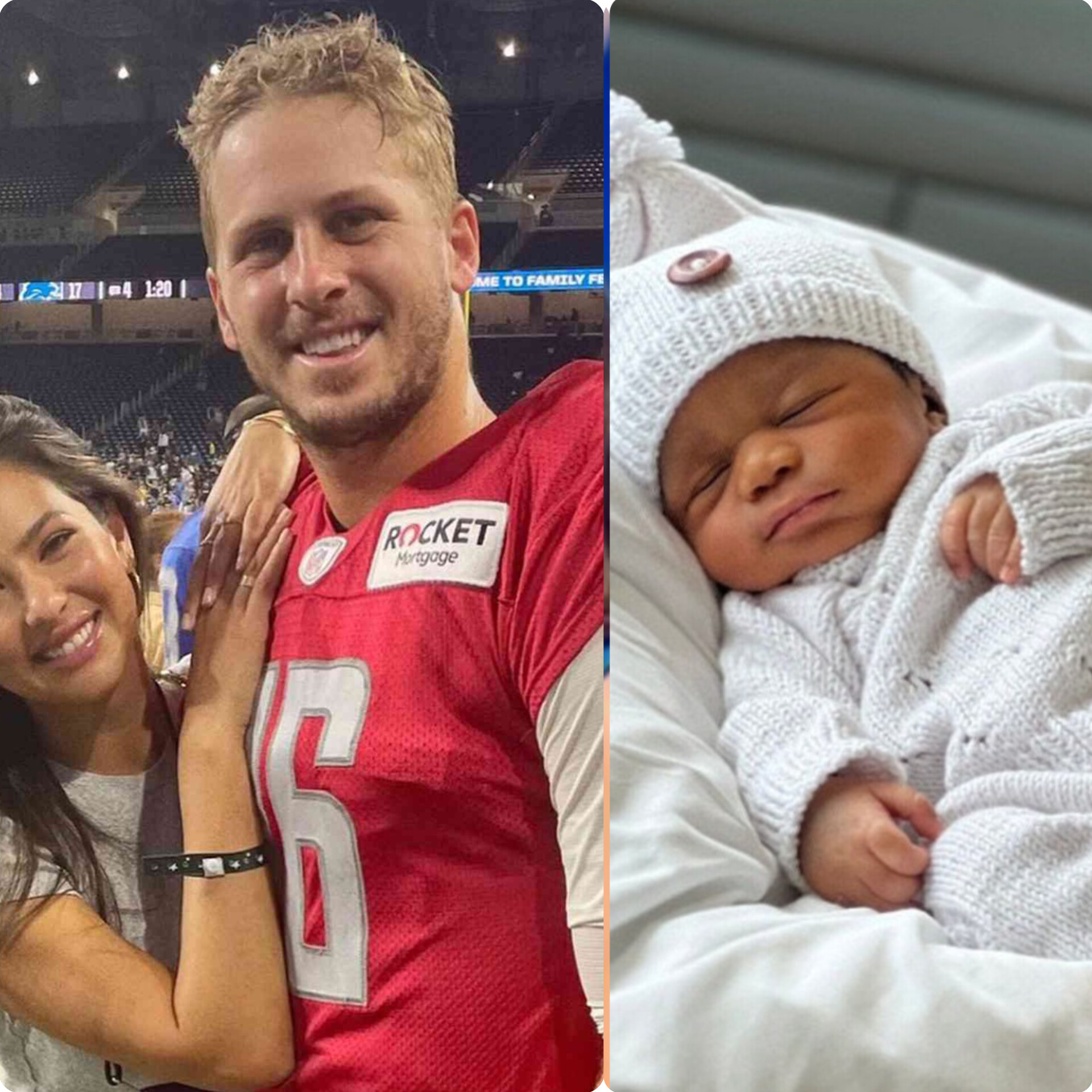 Congratulations Jared Goff and his wife as she gives birth to new baby